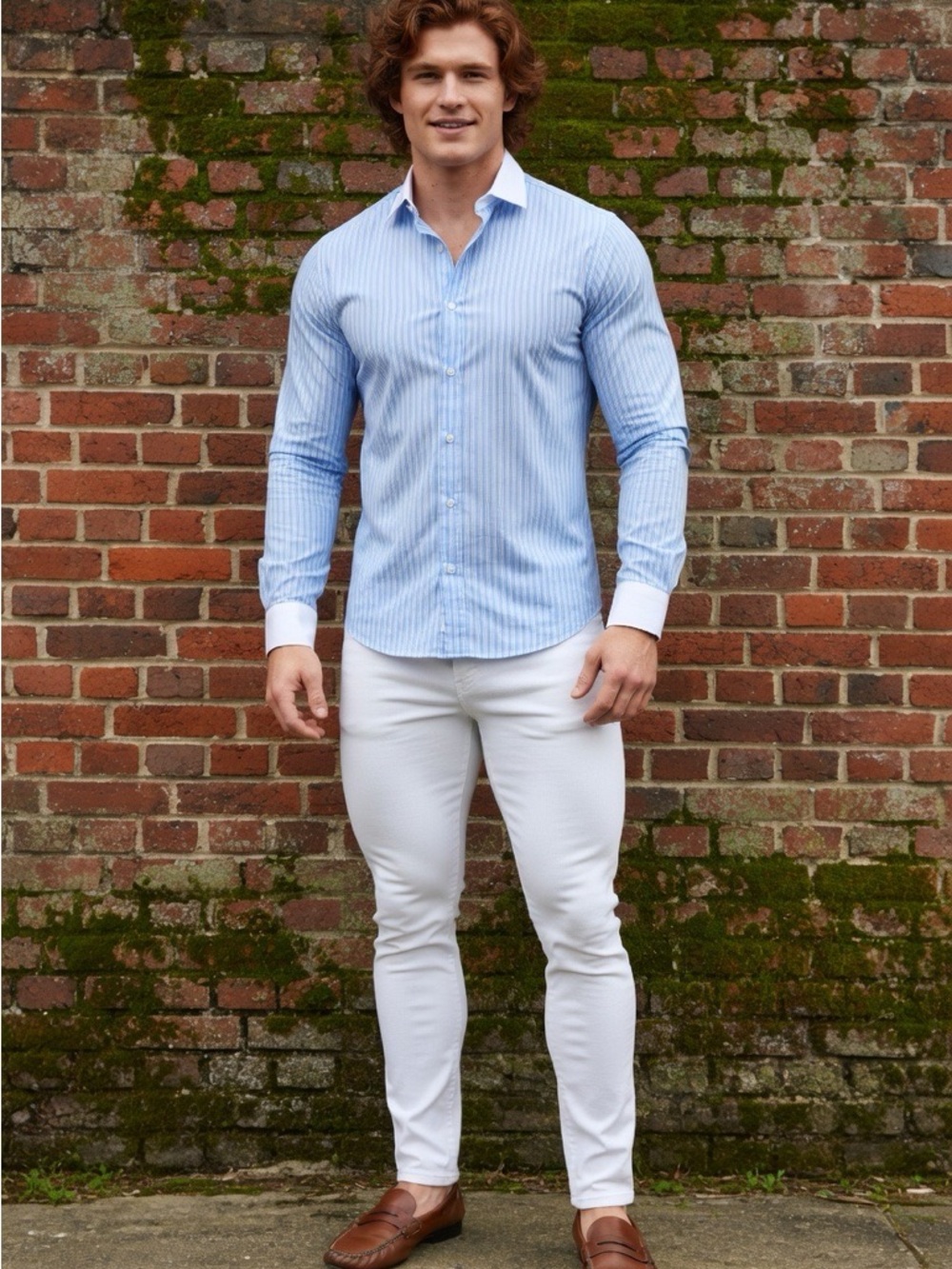 Mens 2XLT striped dress shirt
